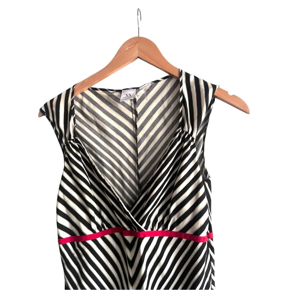 Armani Exchange Striped 100% Silk Dress Size 6 - Picture 4 of 9